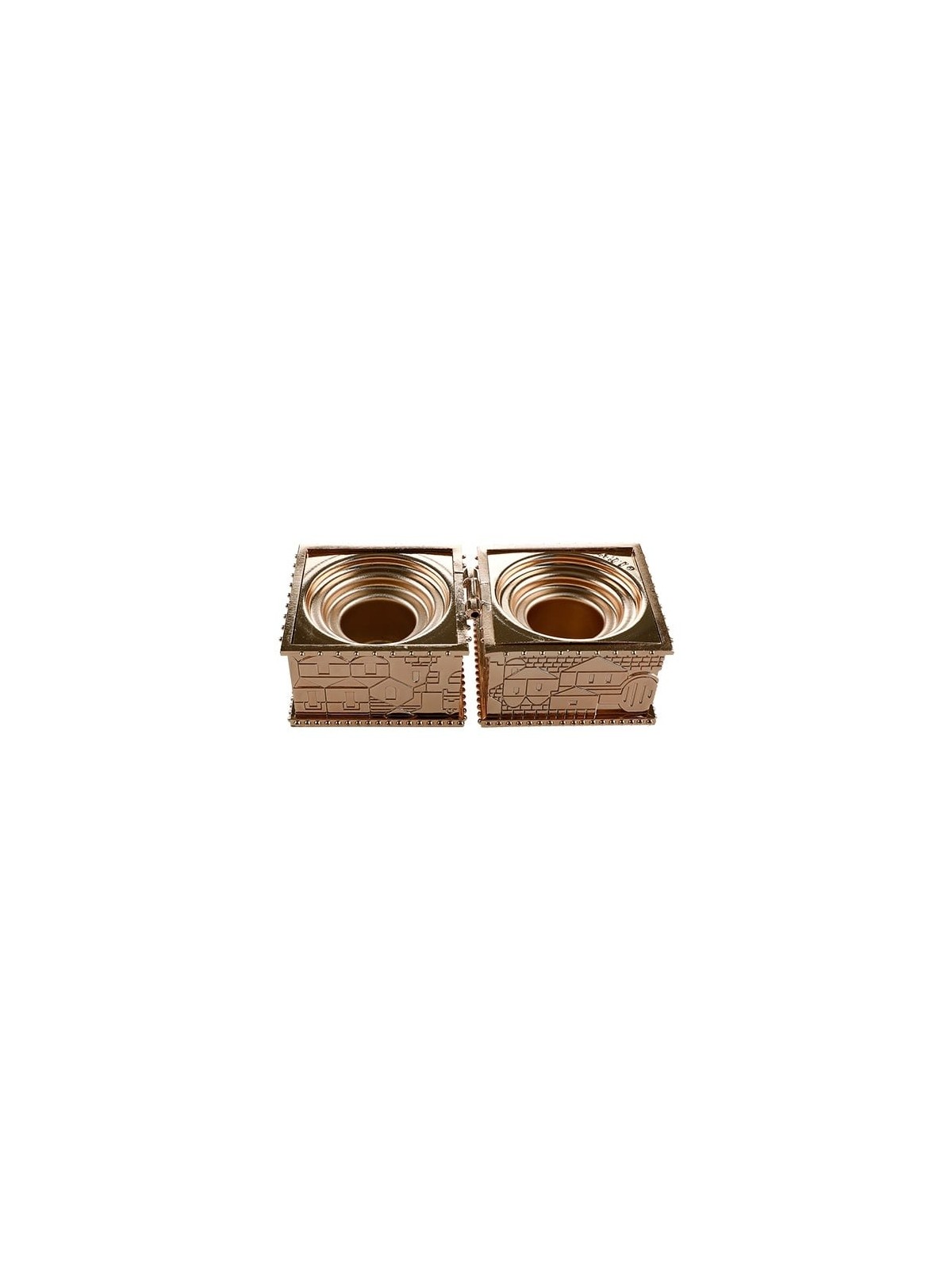 Compact Travel Shabbat Candlesticks with Jerusalem Design